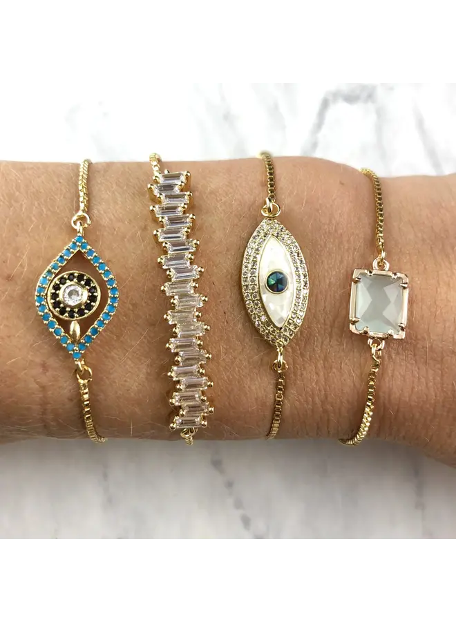 Diamond Bar Slider Bracelet - Gold