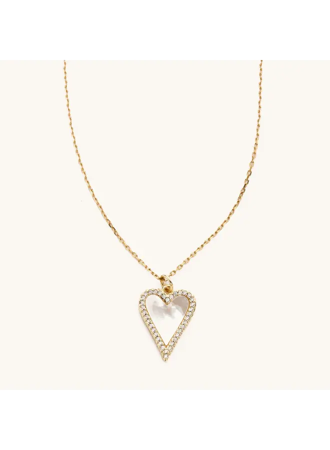 Gold White Shell Heart Adjustable Necklace