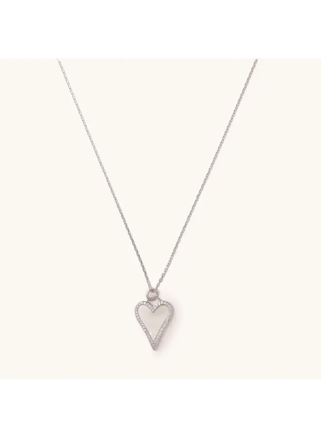 Silver White Shell Heart Adjustable Necklace