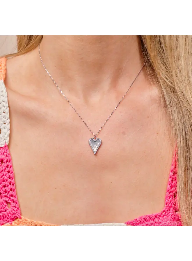 Silver White Shell Heart Adjustable Necklace