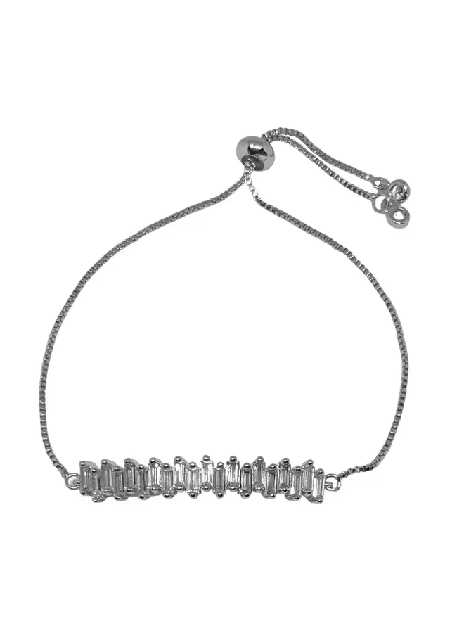 Diamond Bar Slider Bracelet - Silver