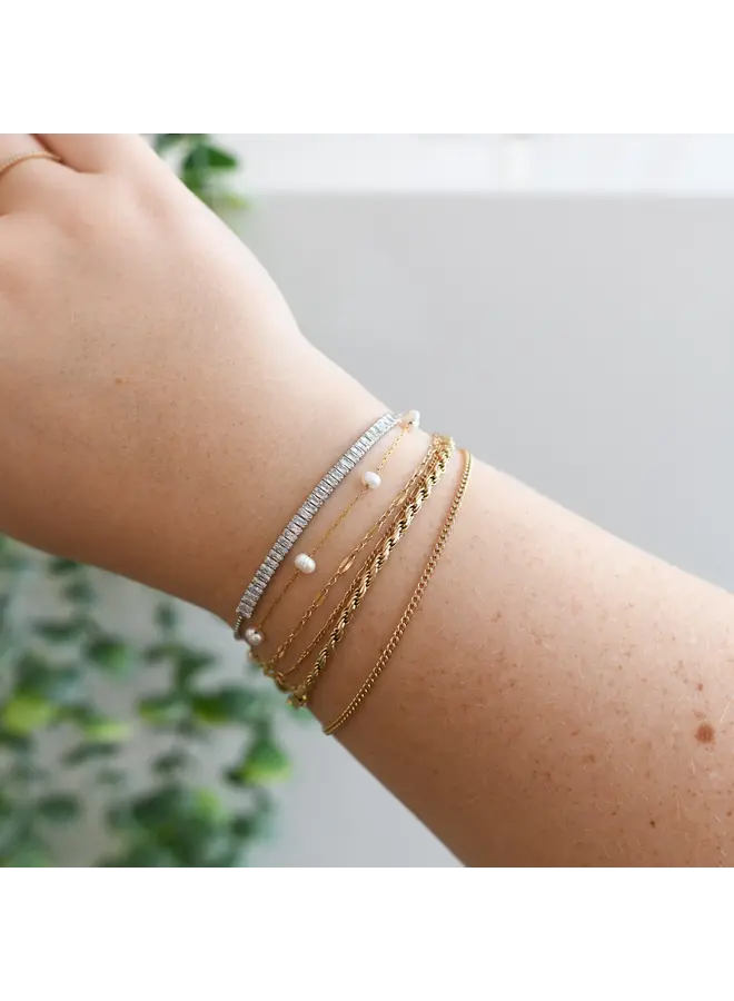 Silver Baguette Crystal Slider Bracelet