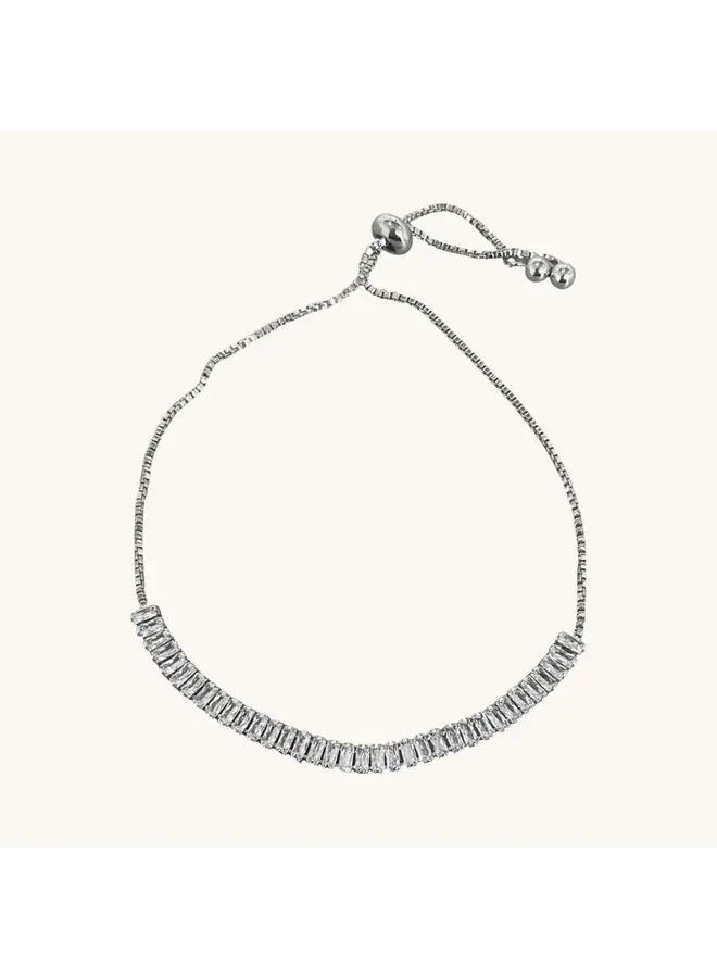 Silver Baguette Crystal Slider Bracelet
