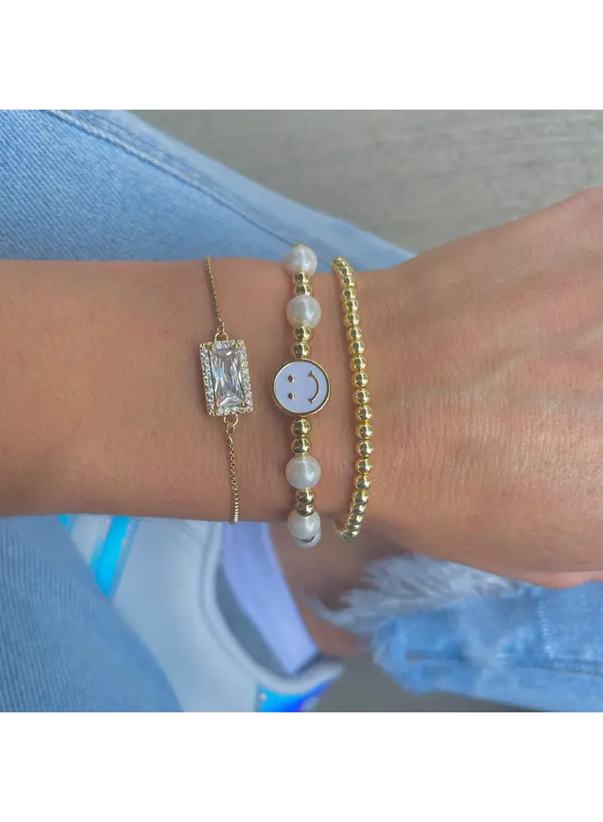 Daley Gold Slider Bracelets - Rectangular Gem