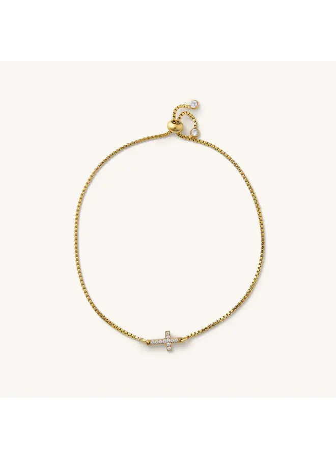 Crystal Cross Slider Bracelet - Gold