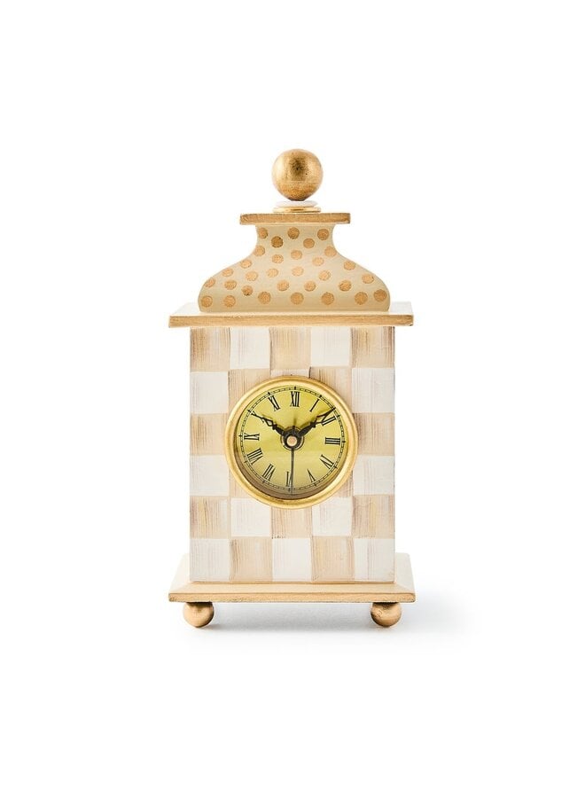 Mocha Check Desk Clock