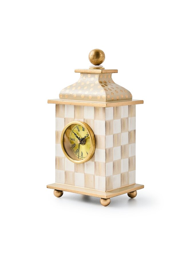 Mocha Check Desk Clock