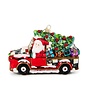 Santa's Hitting the Road Glass Ornament