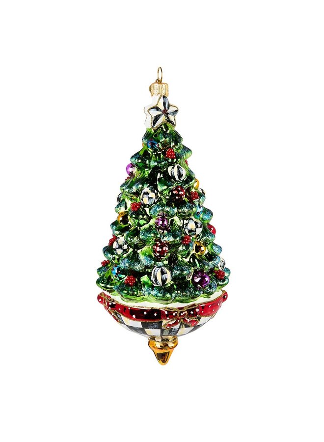 Tree Spinning Top Glass Ornament