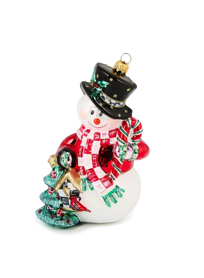 Check It Out Snowman Glass Ornament