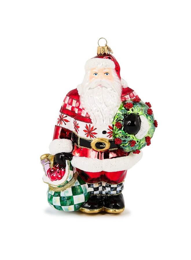 Cozy Sweater Santa Glass Ornament