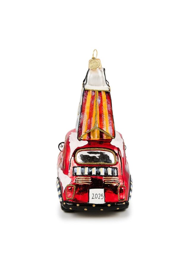 Christmas Shopping Car Glass Ornament