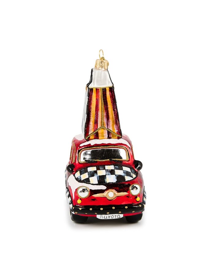 Christmas Shopping Car Glass Ornament