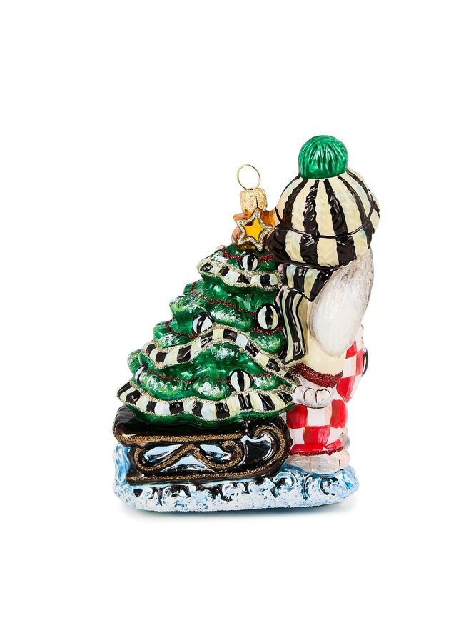 Check It Out Christmas Hare Glass Ornament
