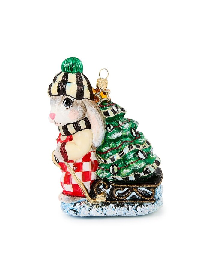 Check It Out Christmas Hare Glass Ornament