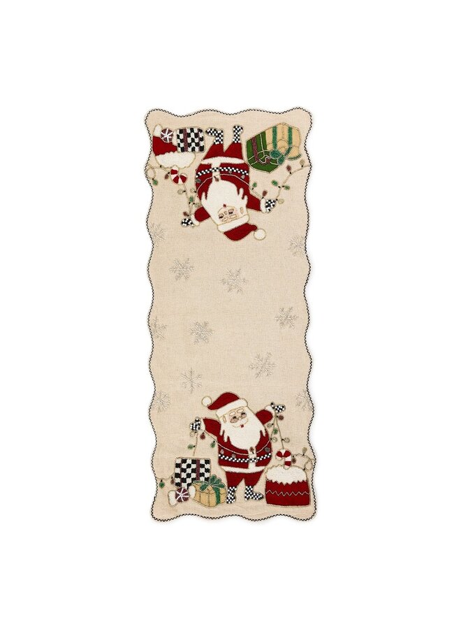 Santa with Tree Lights Beaded Table Runner