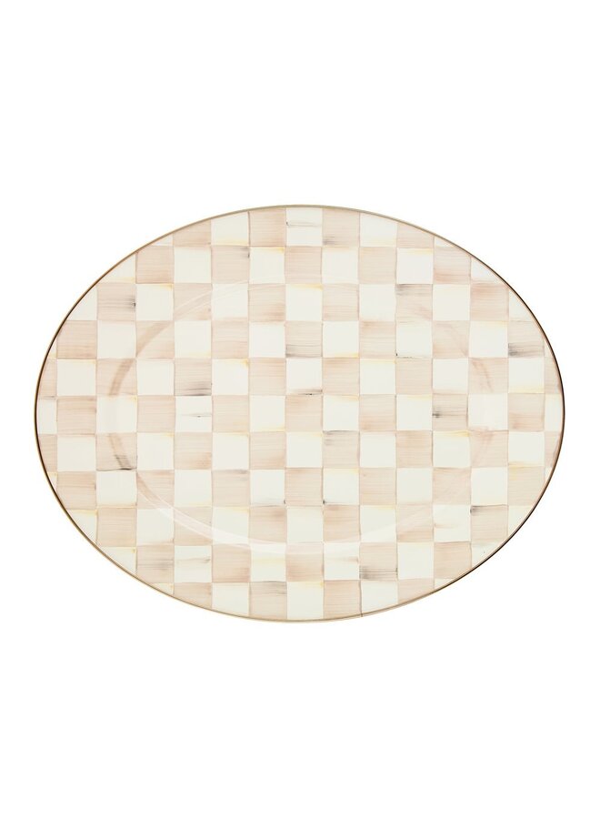 Mocha Check Large Oval Platter