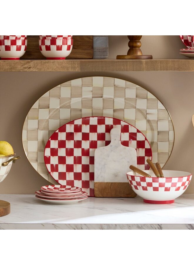 Mocha Check Large Oval Platter