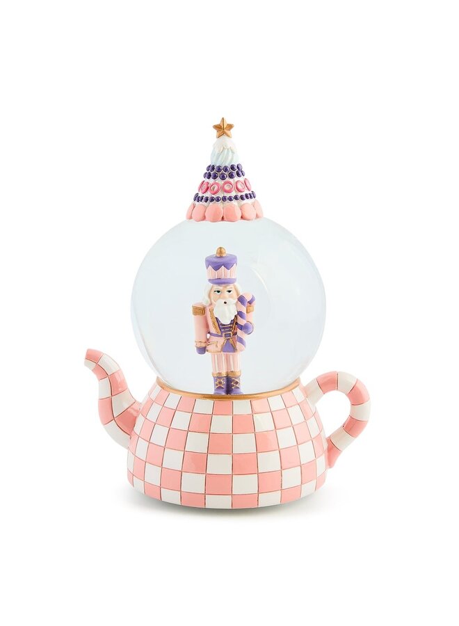 Rosy Check Teapot Snow Globe