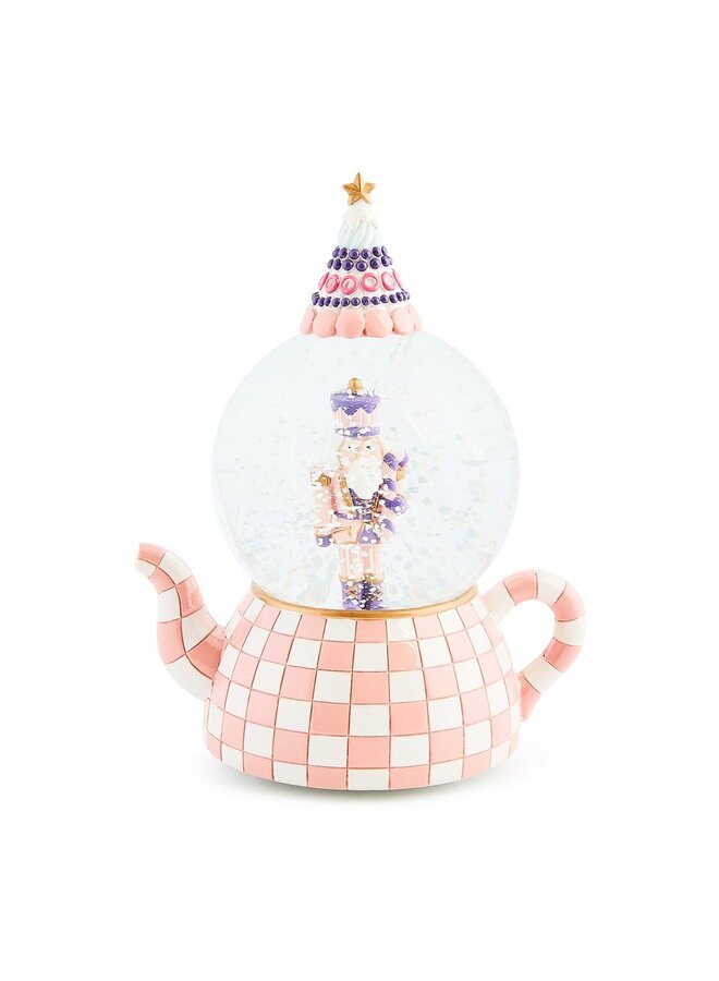 Rosy Check Teapot Snow Globe