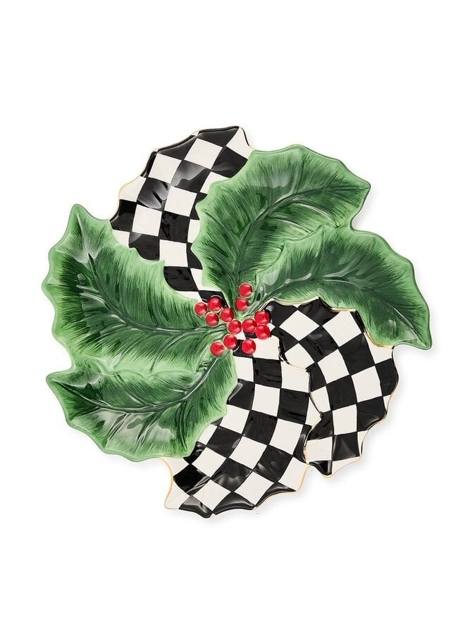 Holly Leaf Ceramic Serving Platter