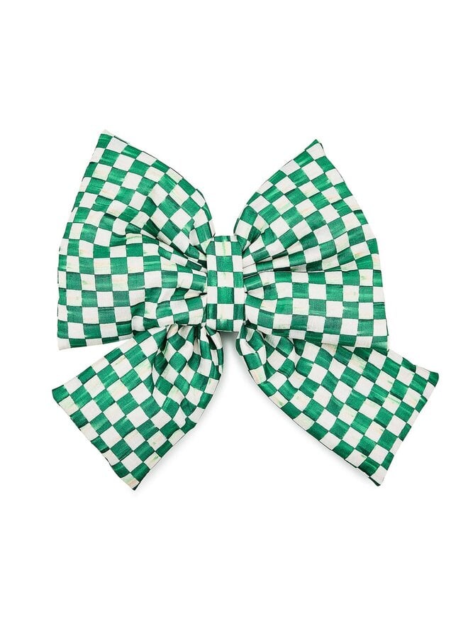 Green Check Medium Bow