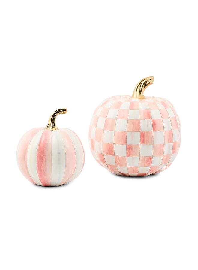 Classic Rosy Stripe Small & Check Medium Pumpkin Set