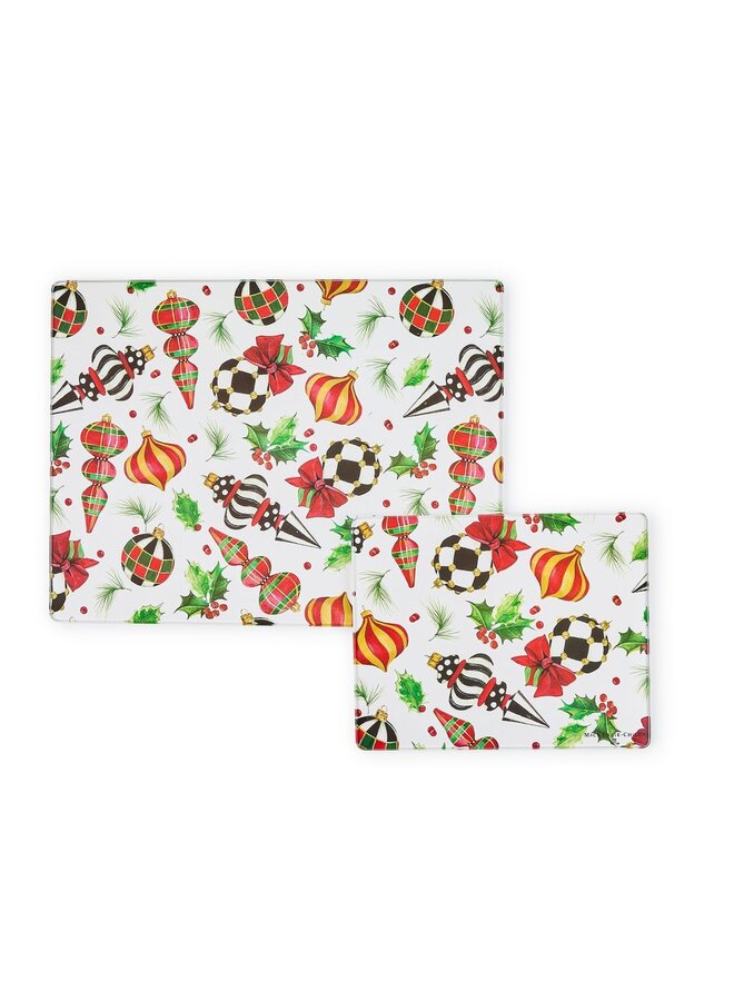 Deck the Halls Glass Cutting Boards, Set of 2