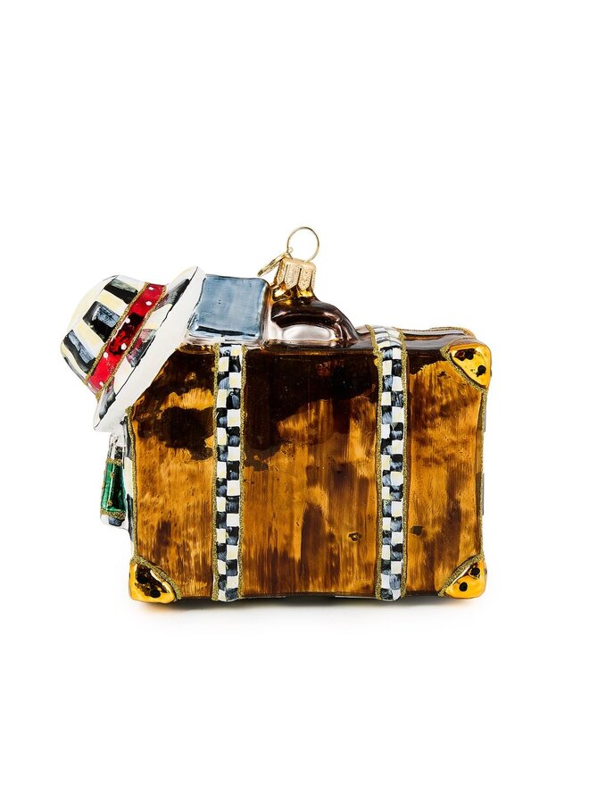 New York Suitcase Glass Ornament