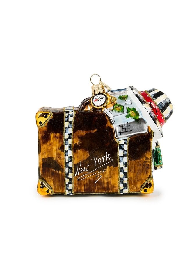 New York Suitcase Glass Ornament