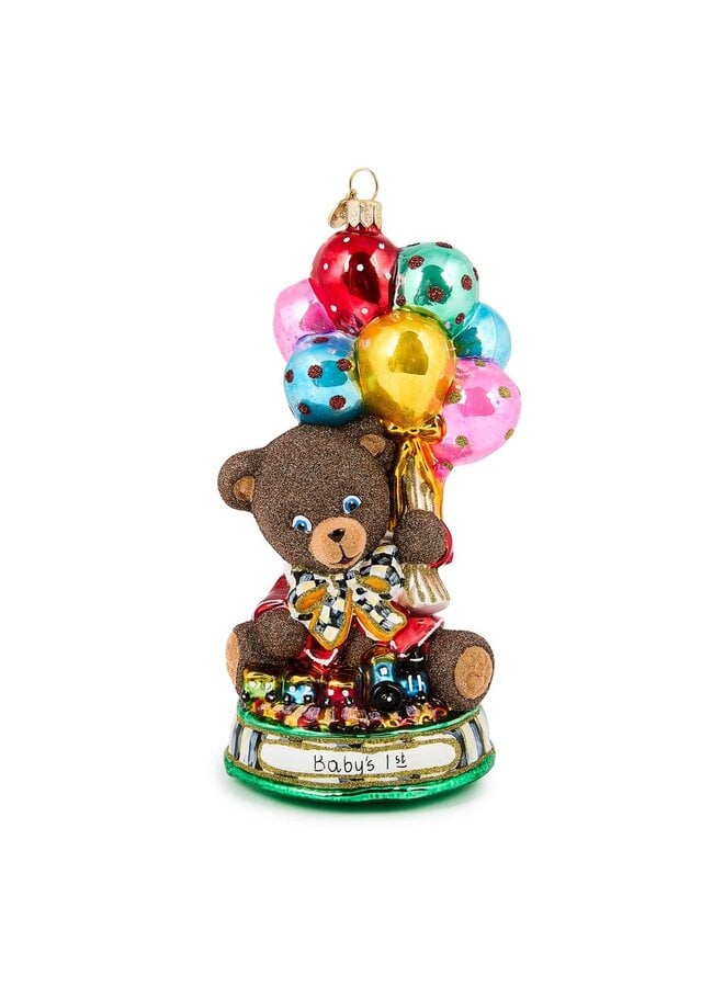 Baby's 1st Balloon Bear Glass Ornament