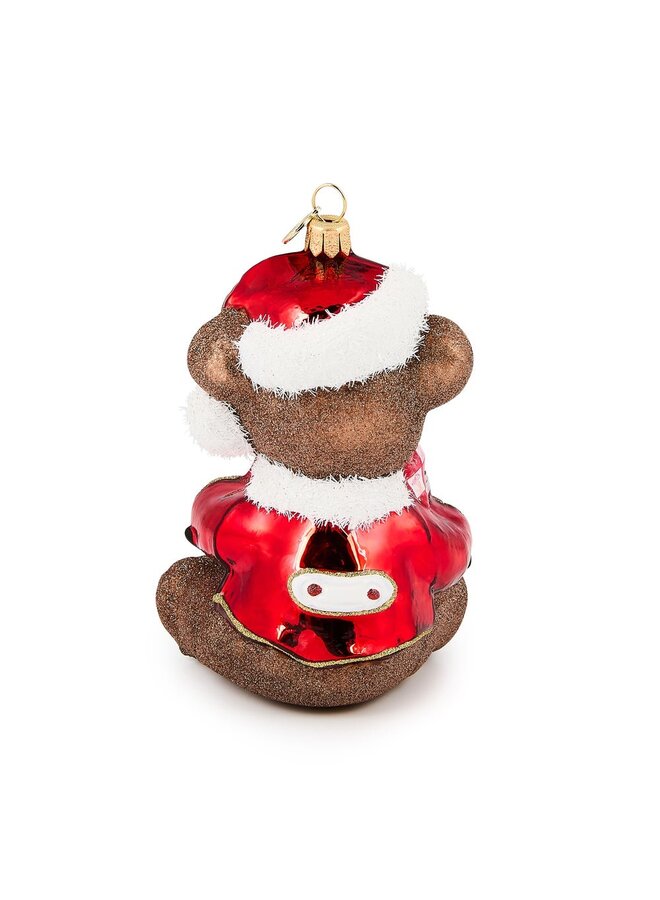 Check It Out Teddy Bear Glass Ornament