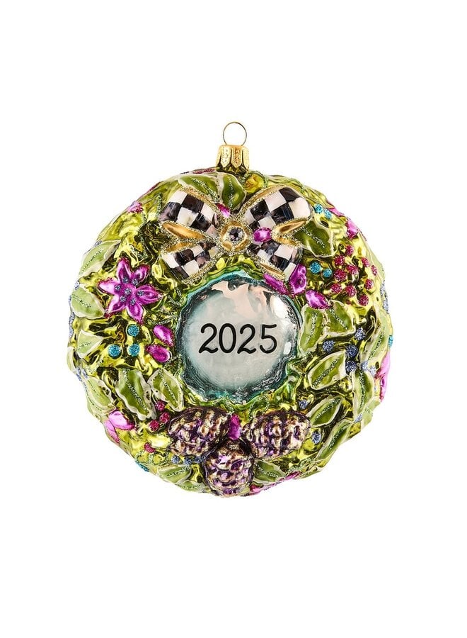 2025 Floral Wreath Glass Ornament