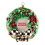 2025 Christmas Holly Wreath Glass Ornament