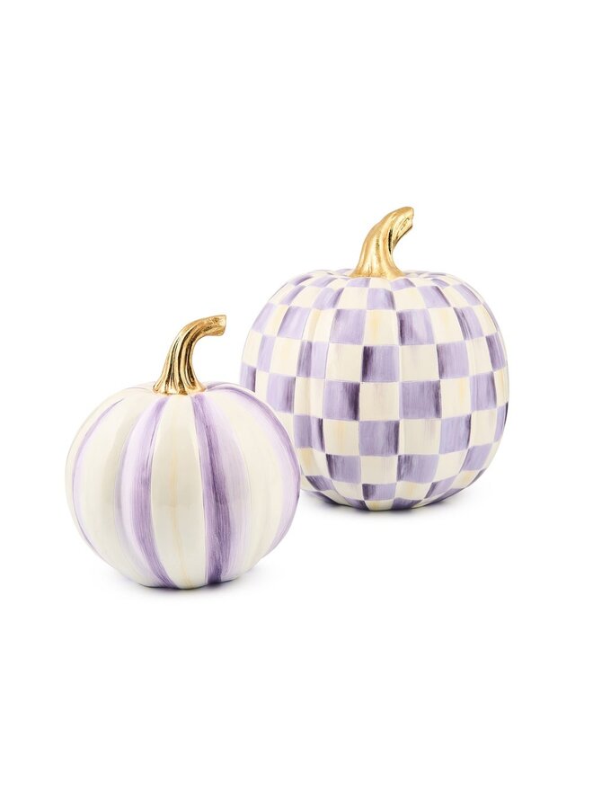 Classic Violet Stripe Small & Check Medium Pumpkin Set