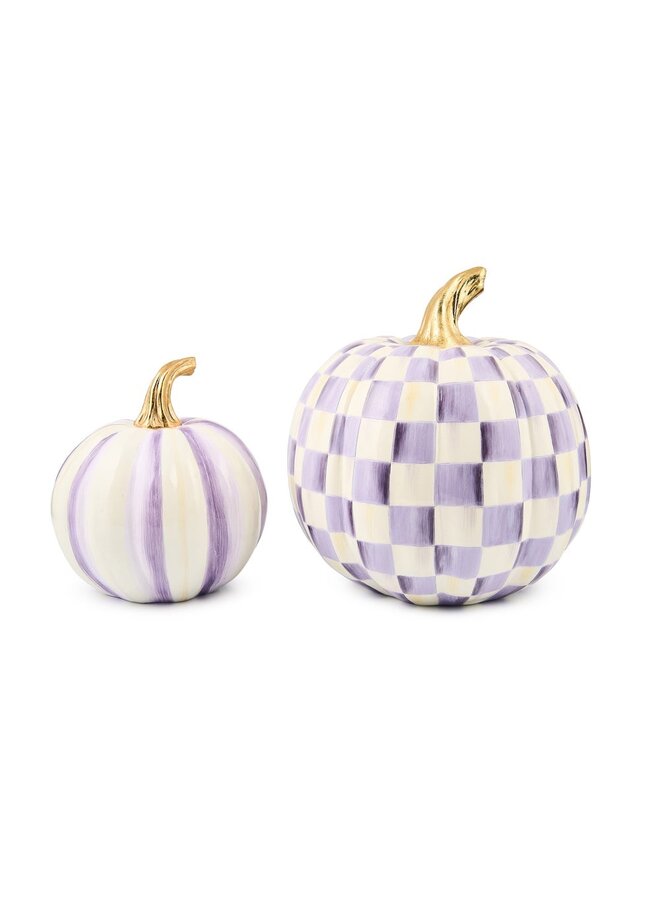Classic Violet Stripe Small & Check Medium Pumpkin Set