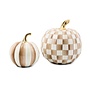 Classic Mocha Stripe Small & Check Medium Pumpkin Set