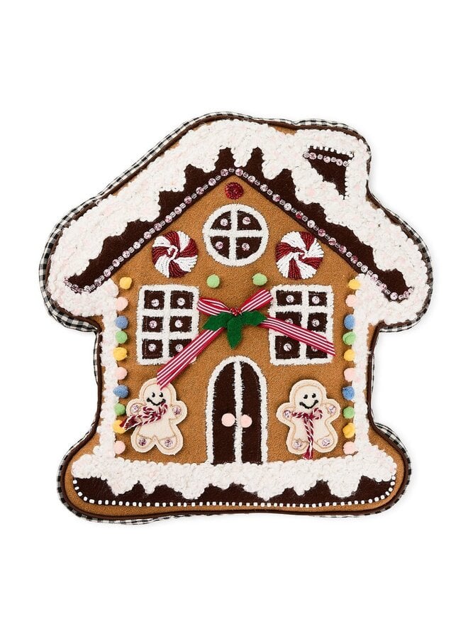Gingerbread House Shaped Throw Pillow