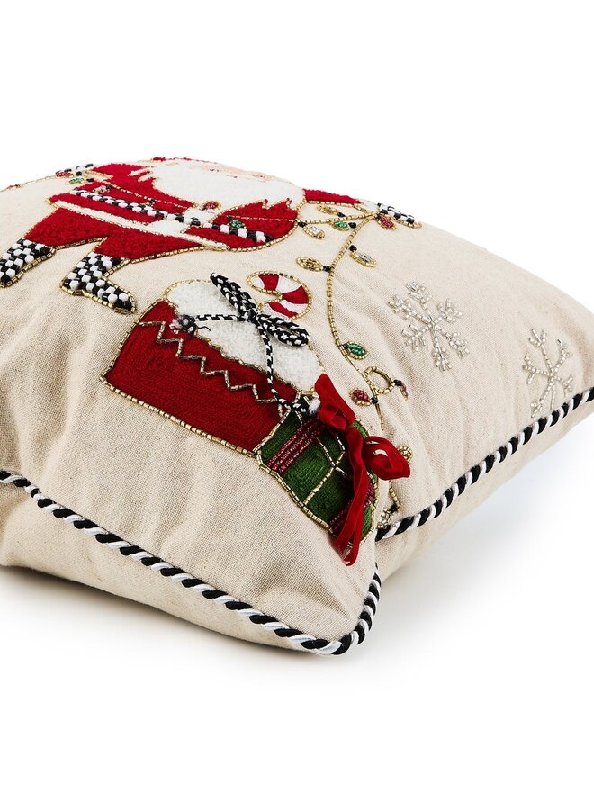Santa with Tree Lights Throw Pillow