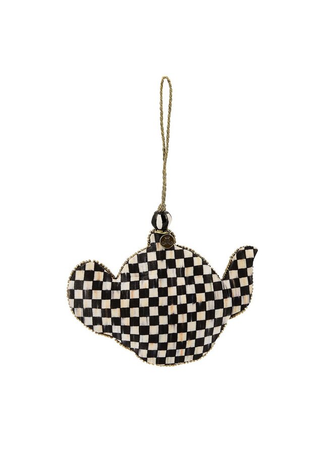 Courtly Check Teapot Beaded Ornament