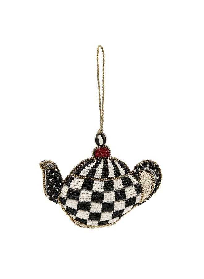 Courtly Check Teapot Beaded Ornament