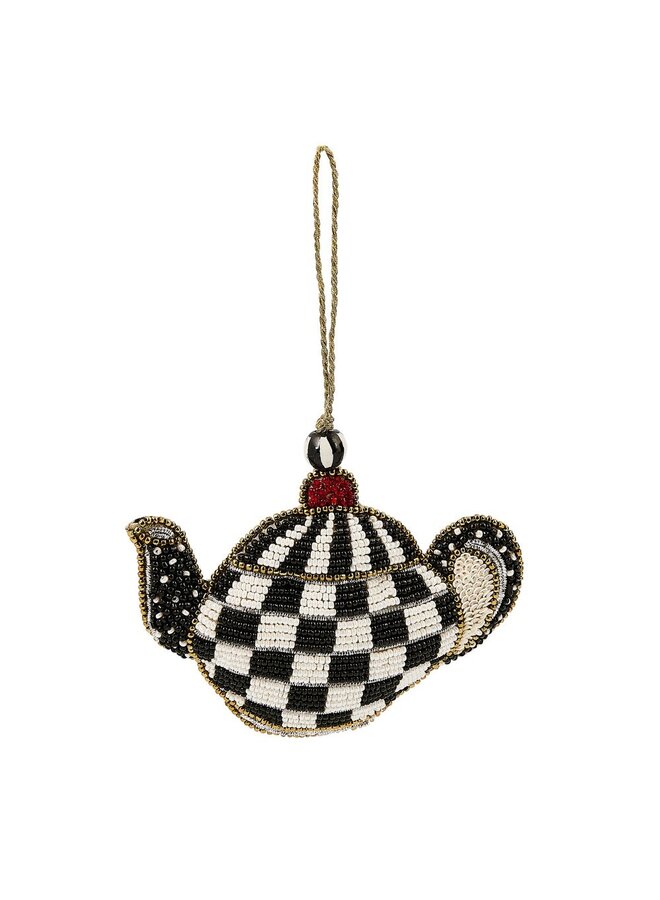 Courtly Check Teapot Beaded Ornament