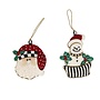 Holiday Beaded Santa & Snowman Ornaments, Set of 2