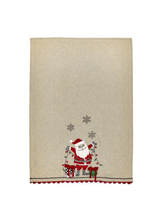 Santa with Tree Lights Embroidered Dish Towels, Set of 2