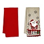 Santa with Tree Lights Embroidered Dish Towels, Set of 2