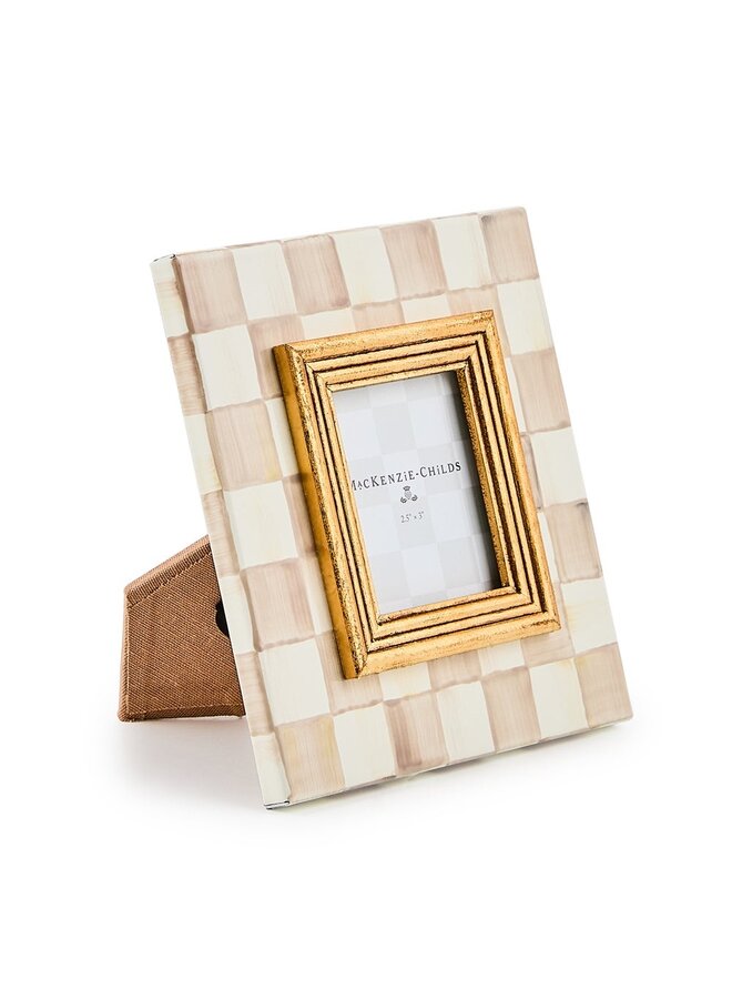 Mocha Check Enamel Frame - 2.5" x 3"