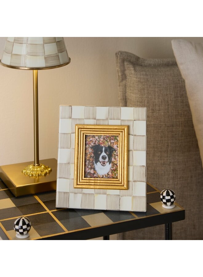 Mocha Check Enamel Frame - 2.5" x 3"