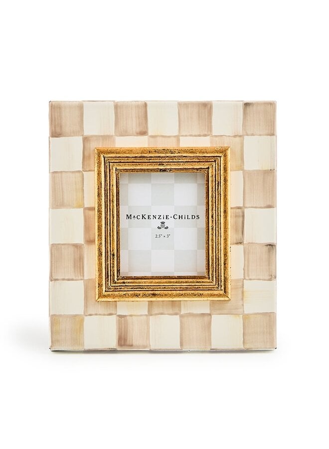 Mocha Check Enamel Frame - 2.5" x 3"