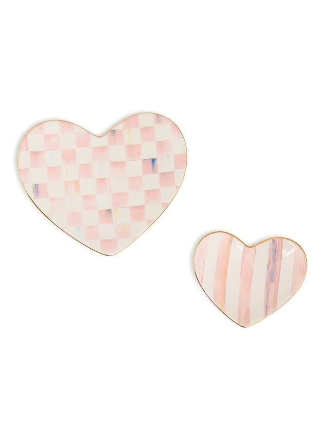 Rosy Heart Trinket Dishes, Set of 2