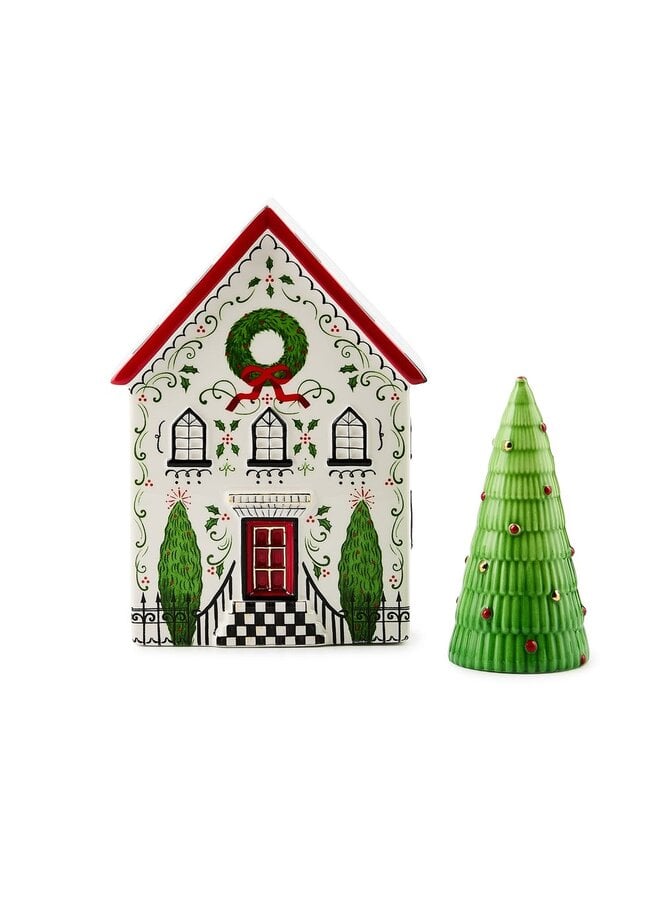 Holly Village Illuminated Ceramic House